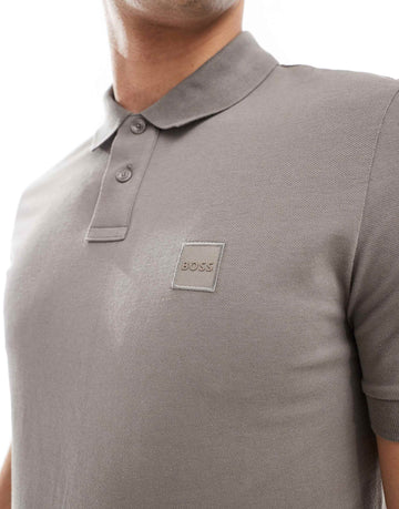BOSS Orange Passenger icon logo slim fit pique polo brown
