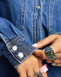 ONLY oversized denim mini shirt dress blue