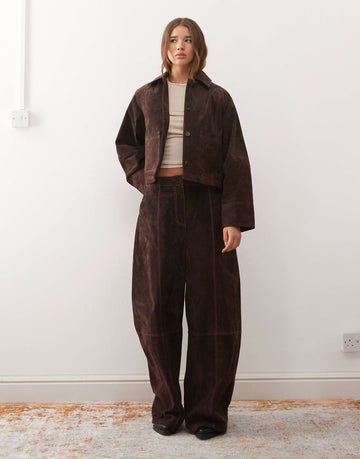 Reclaimed Vintage suede co-ord brown