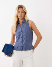 Load image into Gallery viewer, Mango Teen sleeveless shirt blue stripe
