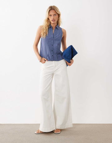 Mango Teen sleeveless shirt blue stripe