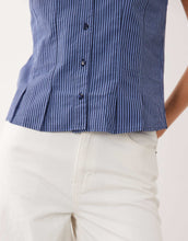 Load image into Gallery viewer, Mango Teen sleeveless shirt blue stripe
