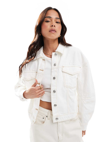 DESIGN ecru denim western jacket cocoon sleeve