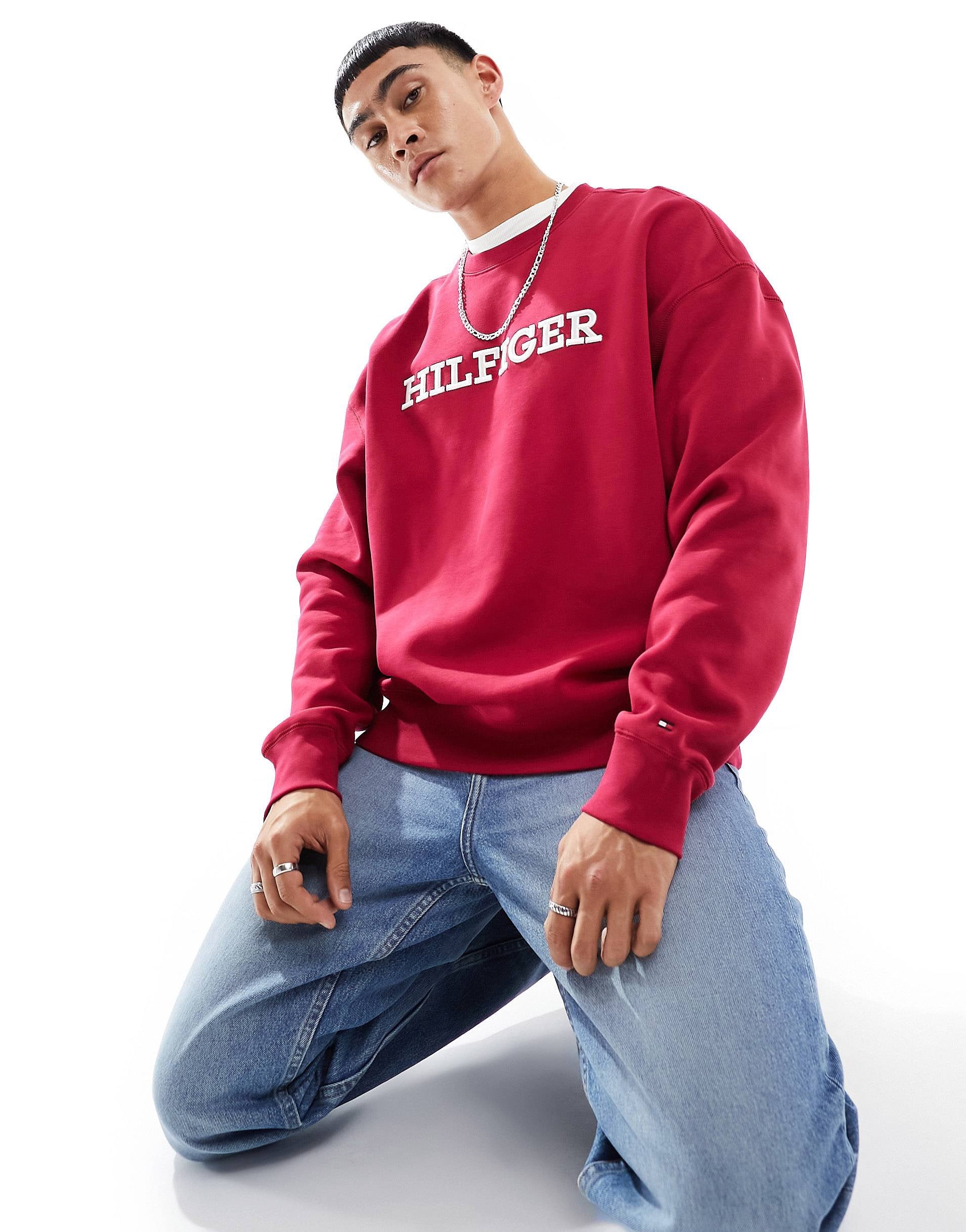 Tommy Hilfiger monotype sweatshirt burgundy – n\'shpishop