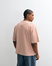 Load image into Gallery viewer, DESIGN heavyweight boxy oversized Henley t-shirt red stripe.