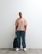Load image into Gallery viewer, DESIGN heavyweight boxy oversized Henley t-shirt red stripe.