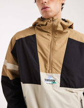 Load image into Gallery viewer, Tommy Jeans colour block water proof anorak hood brown black