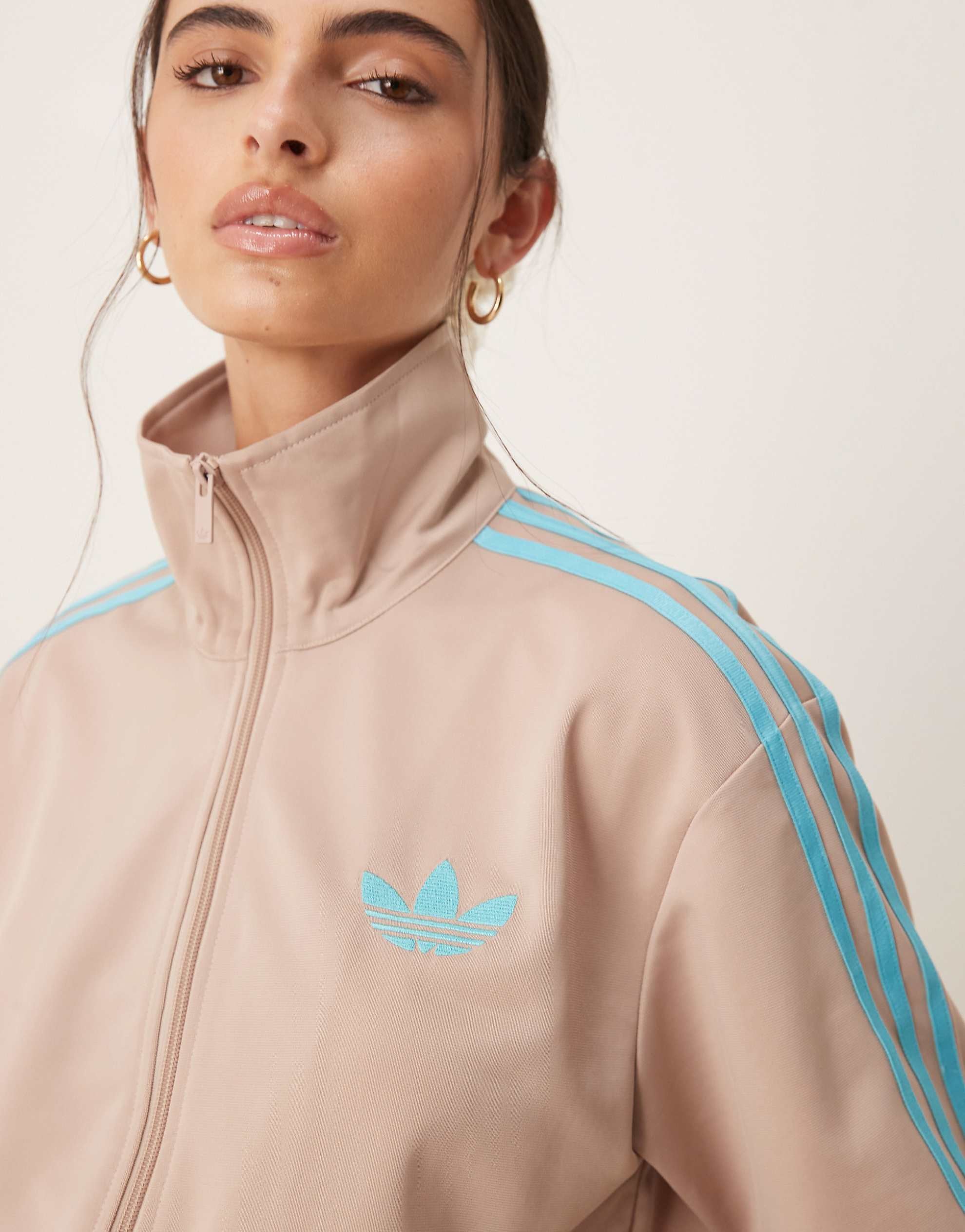 adidas Originals Firebird Loose track top beige blue