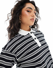 Load image into Gallery viewer, Monki stripe rugby sleeve black white