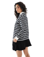 Load image into Gallery viewer, Monki stripe rugby sleeve black white