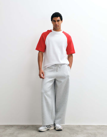 DESIGN relaxed raglan t-shirt white red waffle.