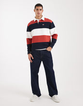 Load image into Gallery viewer, Tommy Jeans relaxed striped flag logo rugby sweater red / navy / white