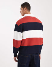 Load image into Gallery viewer, Tommy Jeans relaxed striped flag logo rugby sweater red / navy / white