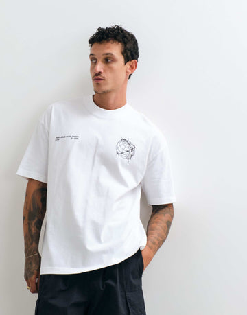 AllSaints Caller short sleeve graphic logo t-shirt white.