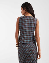 Load image into Gallery viewer, Kiss the Sky v neck chiffon top blue check co-ord