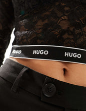 Load image into Gallery viewer, HUGO RED crop lace top black