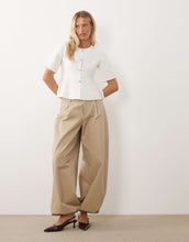 Load image into Gallery viewer, Vila structured knit long sleeve peplum hem top white