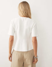 Load image into Gallery viewer, Vila structured knit long sleeve peplum hem top white
