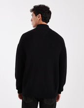 Load image into Gallery viewer, Tommy Jeans chest logo mock neck jumper black