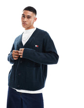 Load image into Gallery viewer, Tommy Jeans boxy badge cable knit cardigan navy