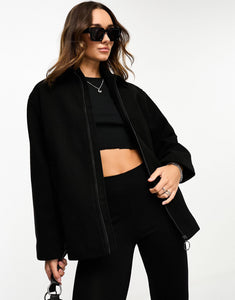 DESIGN quilt lined harrington jacket black