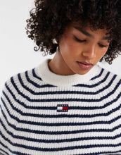 Load image into Gallery viewer, Tommy Jeans crop jumper white blue stripe