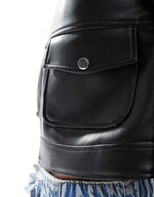 Load image into Gallery viewer, Threadbare faux leather trucker jacket black