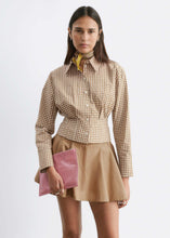 Load image into Gallery viewer, &amp; Other Stories pure cotton shirt cinch waist detail brown check