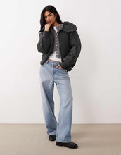 Load image into Gallery viewer, Mango padded zip through bomber jacket grey