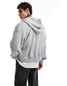 Weekday boxy fit zip through hoodie grey melange