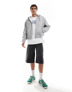 Weekday boxy fit zip through hoodie grey melange