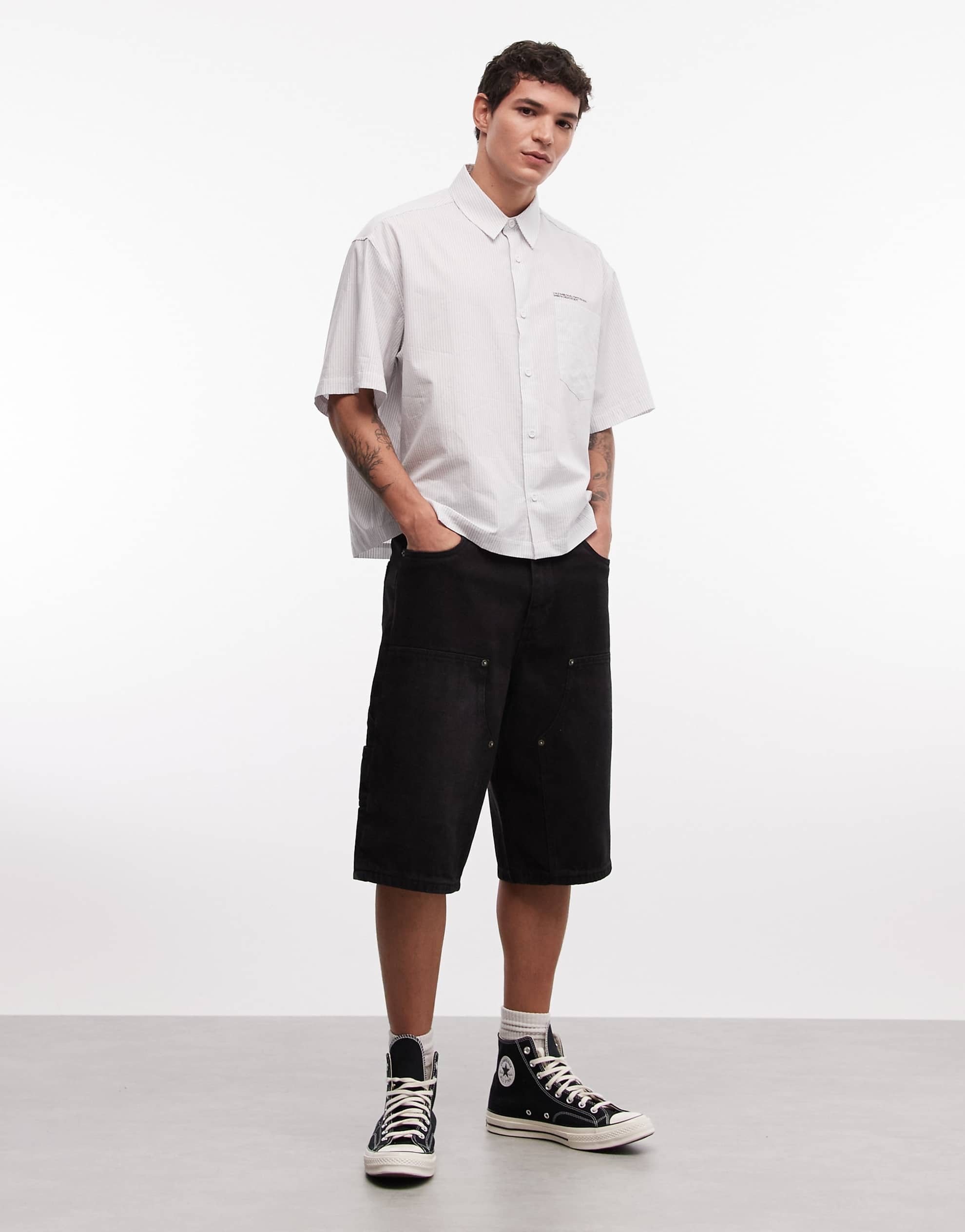 DESIGN oversized boxy stripe shirt kyoto bubble blue