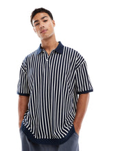 Load image into Gallery viewer, DESIGN oversized polo black white stripe