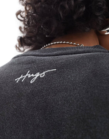 HUGO Deroxina acid wash sweatshirt grey