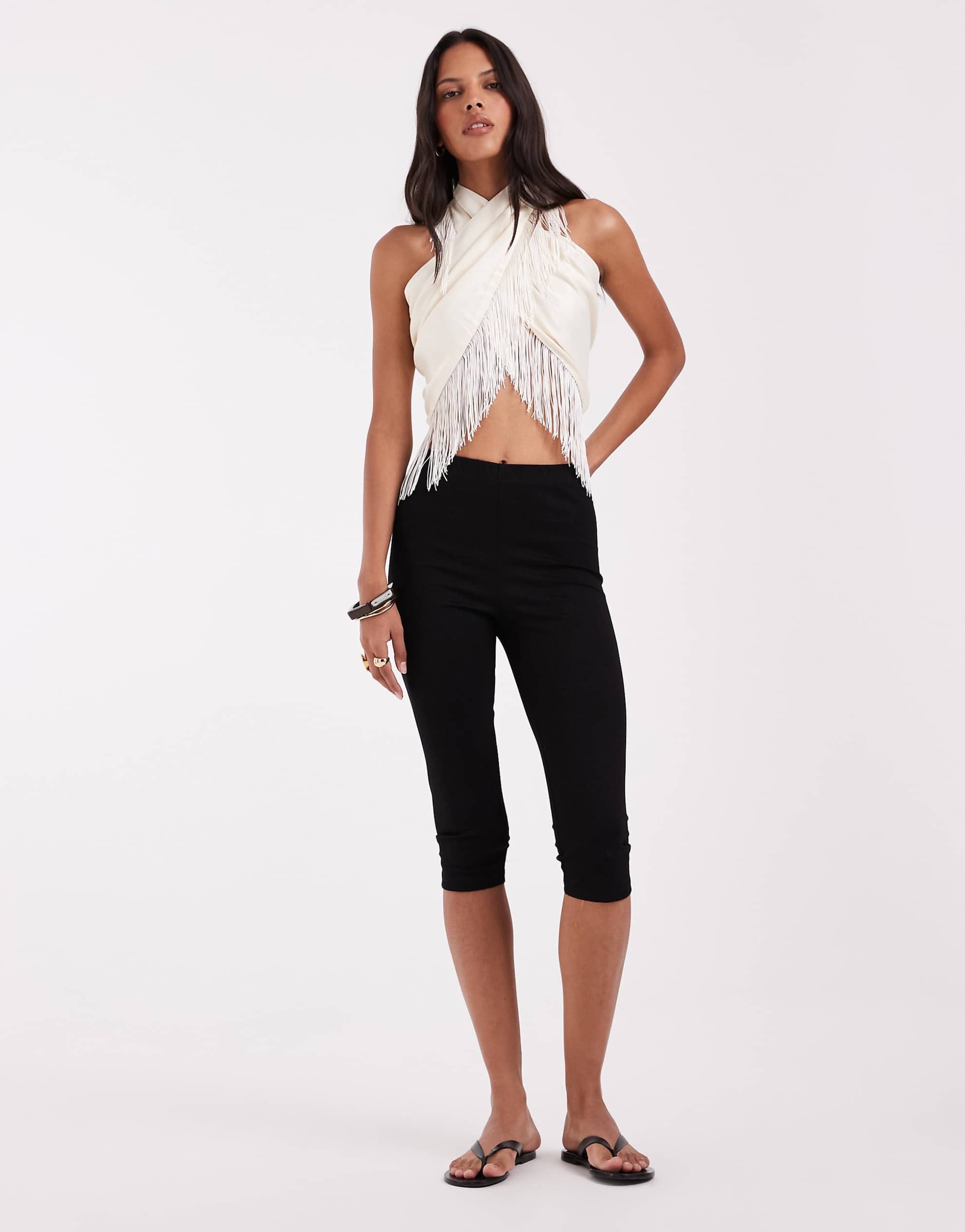 DESIGN satin multiway scarf top ivory