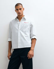 Load image into Gallery viewer, DESIGN boxy oversized stripe shirt chest embroidery blue white
