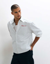 Load image into Gallery viewer, DESIGN boxy oversized stripe shirt chest embroidery blue white