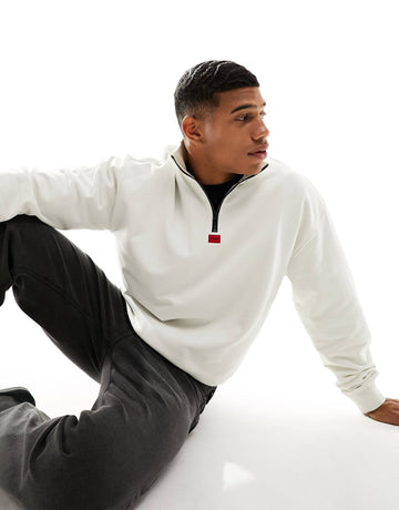 HUGO Durty half zip sweatshirt white