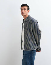 Load image into Gallery viewer, DESIGN boxy oversized poplin stripe shirt navy