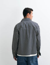 Load image into Gallery viewer, DESIGN boxy oversized poplin stripe shirt navy
