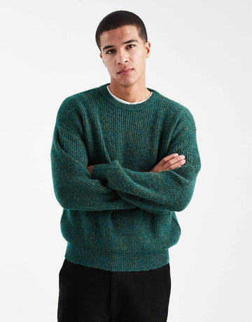 Cotton On box fit fuzzy crew knit green