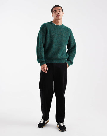 Cotton On box fit fuzzy crew knit green