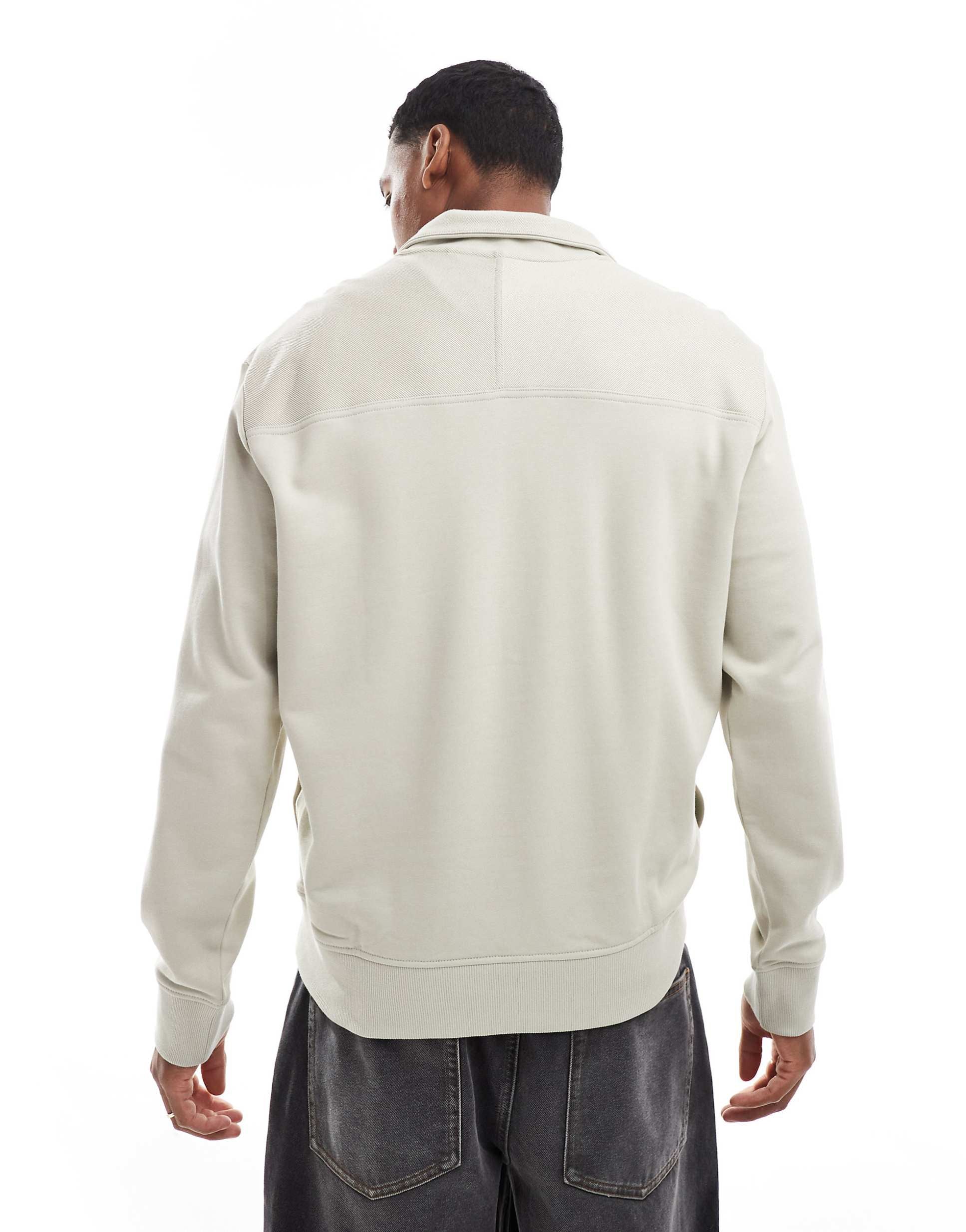 BOSS Orange half zip sweatshirt beige