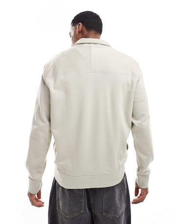 BOSS Orange half zip sweatshirt beige