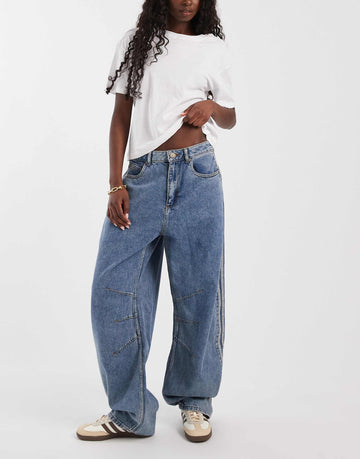 adidas Originals barrel leg jeans lightwash blue