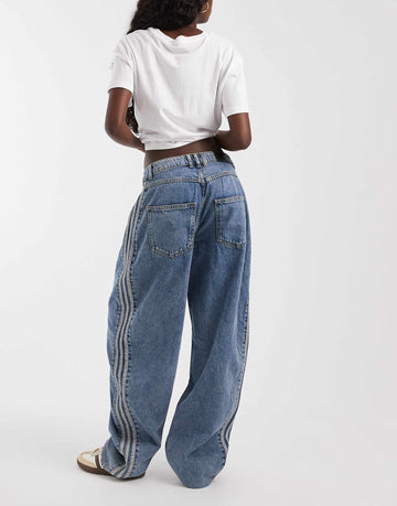 adidas Originals barrel leg jeans lightwash blue