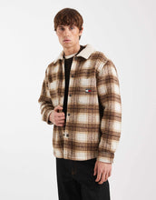 Load image into Gallery viewer, Tommy Jeans chest logo check teddy overshirt brown