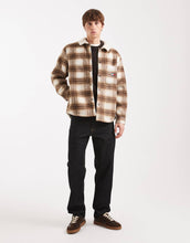 Load image into Gallery viewer, Tommy Jeans chest logo check teddy overshirt brown