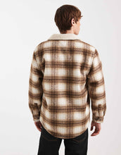 Load image into Gallery viewer, Tommy Jeans chest logo check teddy overshirt brown