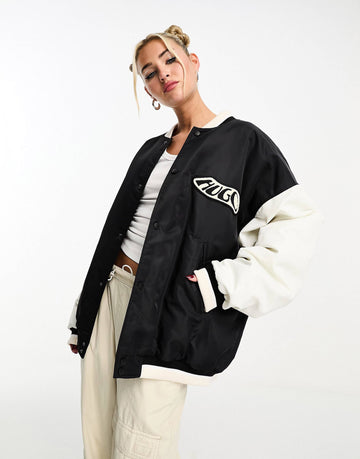 HUGO Flesia oversized varsity style jacket black